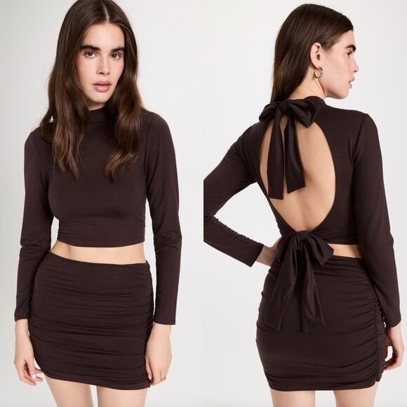 NWT Reformation Lake Knit Two Piece Dress Set in Mole Brown Size XS